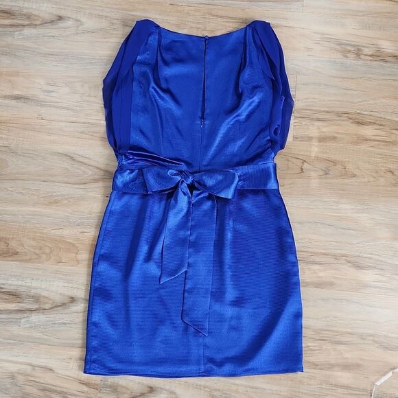 🐞Jessica Simpson Royal Blue Flutter Sleeve Peplum Waist Dress Size 6 - Picture 3 of 12